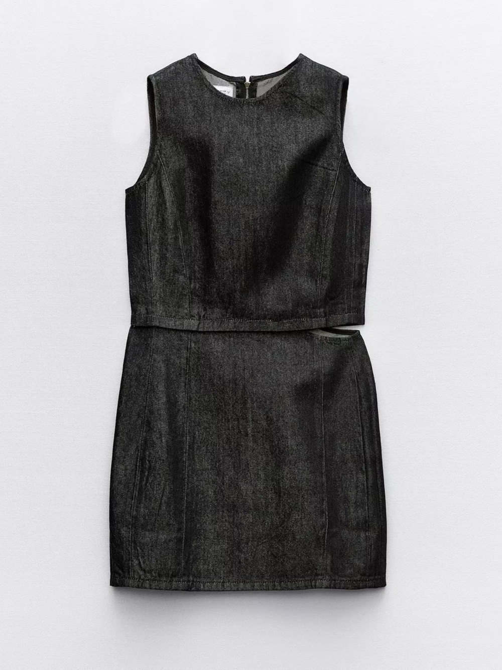 ZARA dark denim Sleeveless Mini Dress with Waist Cutout